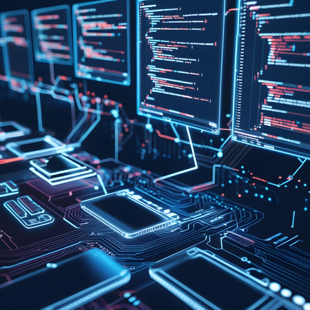 3d rendering of abstract computer circuit board background. Technology concept.の素材