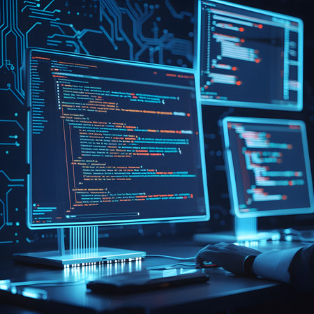 Close up of hacker hands using computer. Cybercrime concept. 3D Renderingの素材