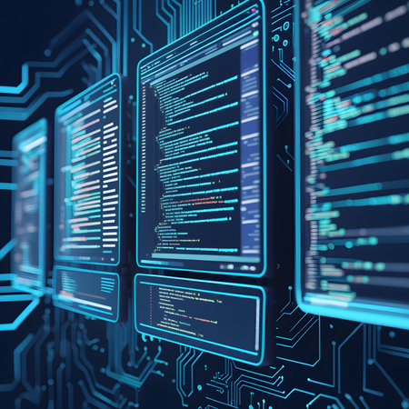 Programming code on computer screen. Programming, coding and technology concept. 3D Renderingの素材