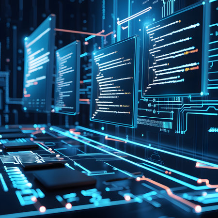 3d rendering of abstract technology background with circuit board. 3d illustrationの素材