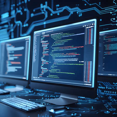 Programming and coding concept. Computer screen with program code. 3d renderingの素材