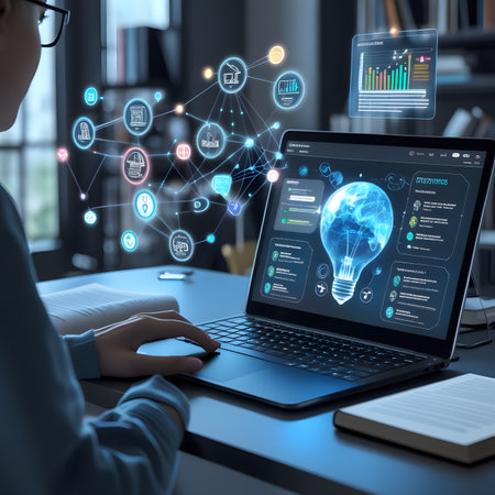 businessman working with new modern computer and business strategy on screen as conceptの素材
