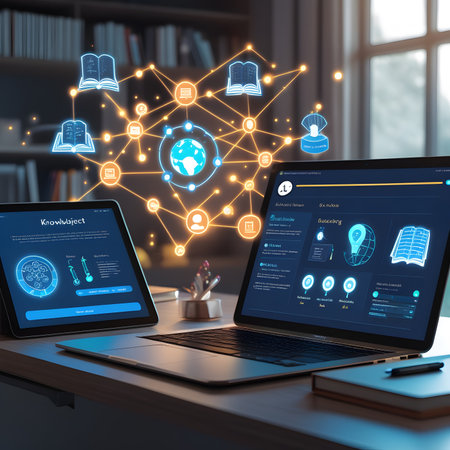 Laptop and tablet pc with education concept on screen. 3D Renderingの素材