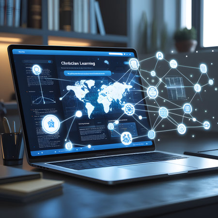 Laptop screen with social network and media icons. 3d renderingの素材