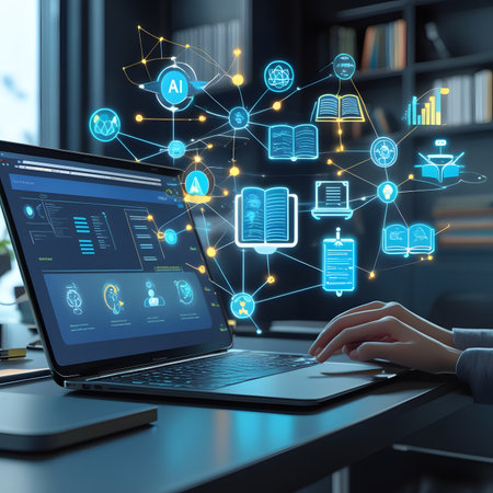 Close up of female hands typing on laptop keyboard. Education concept. 3D Renderingの素材