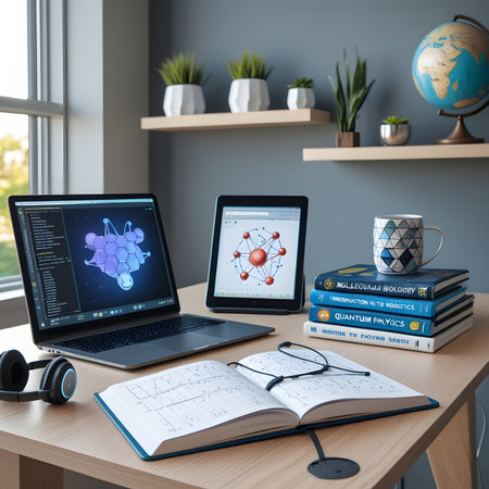 Laptop, tablet pc and notebook on a desk. 3d rendering.の素材