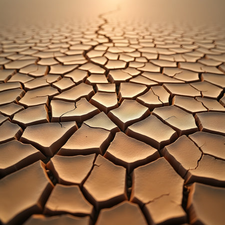 Dry cracked earth background. Global warming and climate change concept.の素材