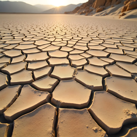 Dry and cracked earth in Death Valley National Park, California, USAの素材