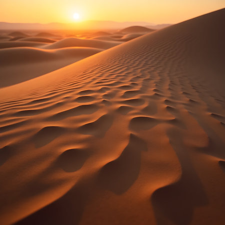 Sunset in the desert. Sand dunes in the Sahara desertの素材