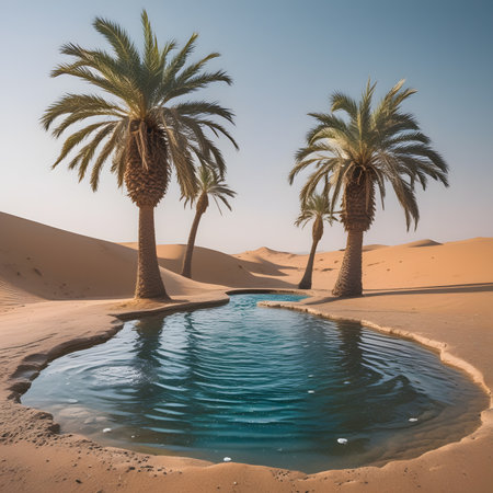 Oasis with palm trees in the Sahara desert. Morocco. Africa.の素材