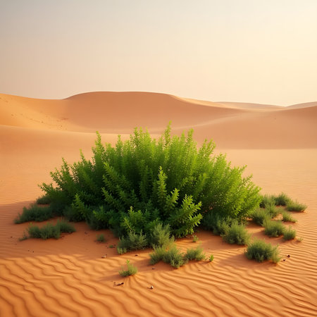 Desert landscape with grass and sand dunes, 3d renderの素材