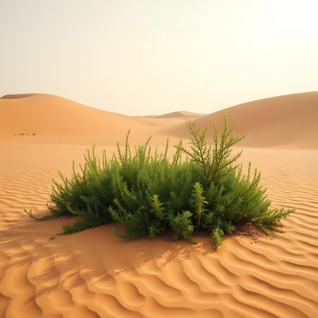 Desert landscape with sand dunes and trees. 3d renderの素材