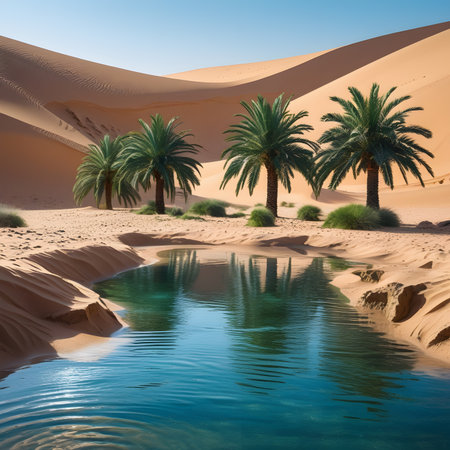 Oasis in the Sahara desert, Merzouga, Moroccoの素材