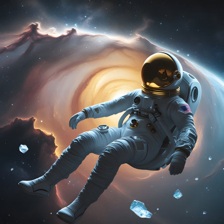 Astronaut in outer space. Science fiction. 3D renderingの素材