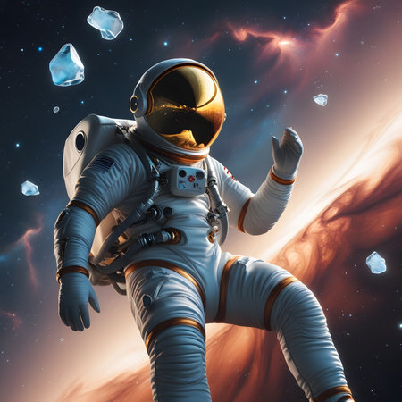 Astronaut in outer space against the background of the starry sky.の素材