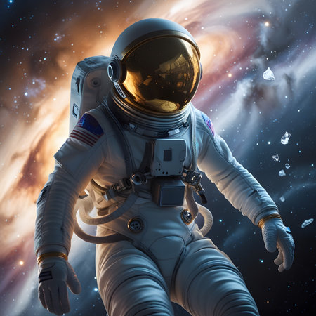 Astronaut in space. Elements of this image furnished by NASAの素材