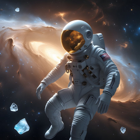 Astronaut in outer space. Elements of this image furnished by NASAの素材