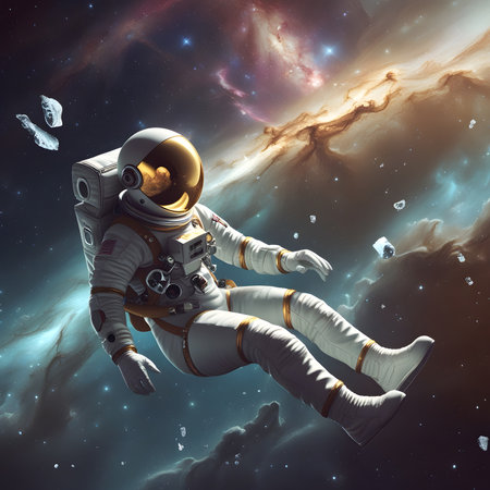 Astronaut in outer space. This is a 3d render illustrationの素材