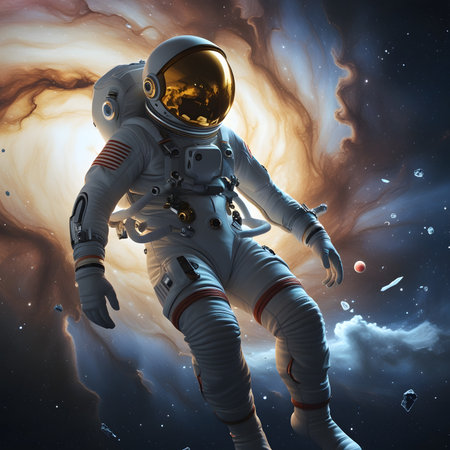 Astronaut in outer space. Elements of this image furnished by NASAの素材