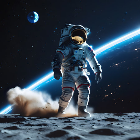 Astronaut in outer space. Elements of this image furnished by NASAの素材