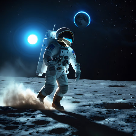 Astronaut in outer space against the background of the planet.の素材