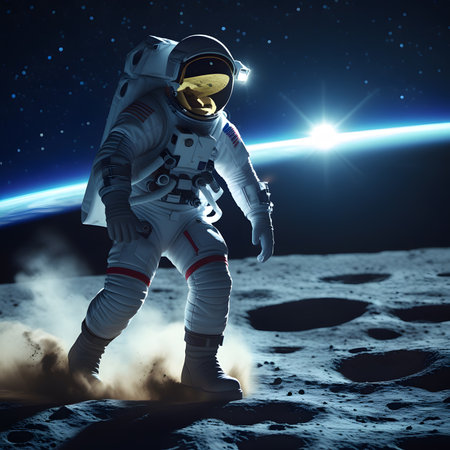 Astronaut in outer space. Science fiction. 3D renderingの素材