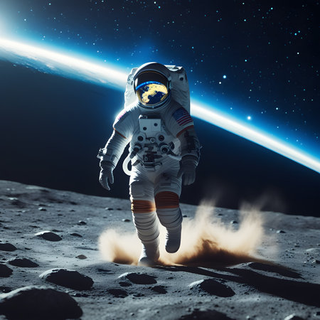 Astronaut in outer space against the background of the planet.の素材