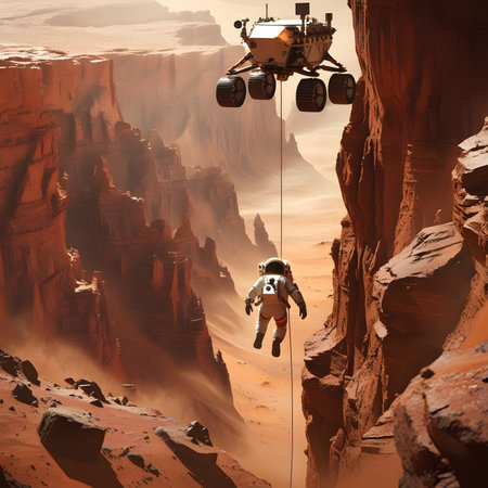 Astronaut flying over the desert, 3d render illustration.の素材