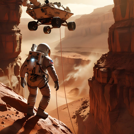 Astronaut in the desert. 3D rendering. Fantasy.の素材