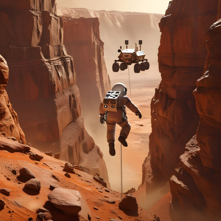 Astronaut in the desert. 3D illustration. Elements of this image furnished by NASAの素材