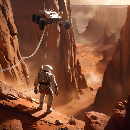 Astronaut in the desert. 3d rendering. Computer digital drawing.の素材
