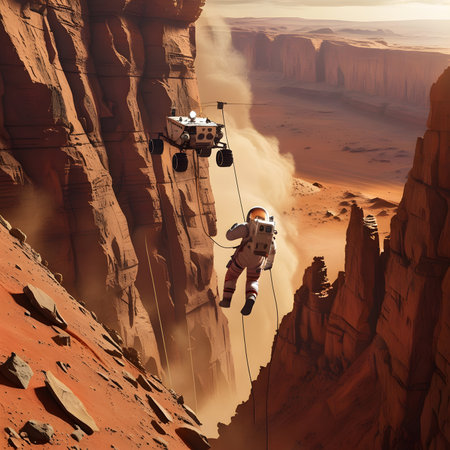 Astronaut in the desert. 3d render. Science fiction.の素材