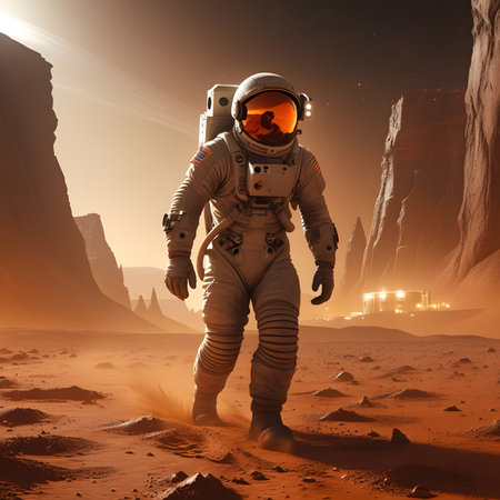 Astronaut in the desert. 3D render. Elements of this image furnished by NASAの素材