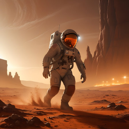 Astronaut in the desert. 3D render. Elements of this image furnished by NASAの素材