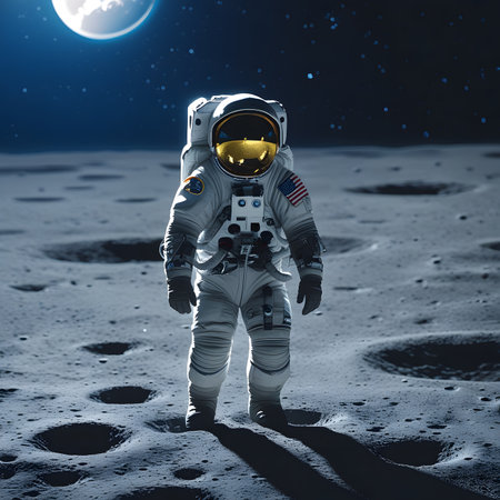 Astronaut in the moonlight. Mixed media. Mixed mediaの素材