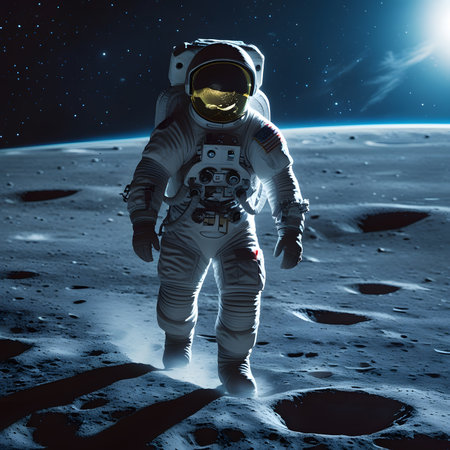 Astronaut in outer space against the background of the planet.の素材