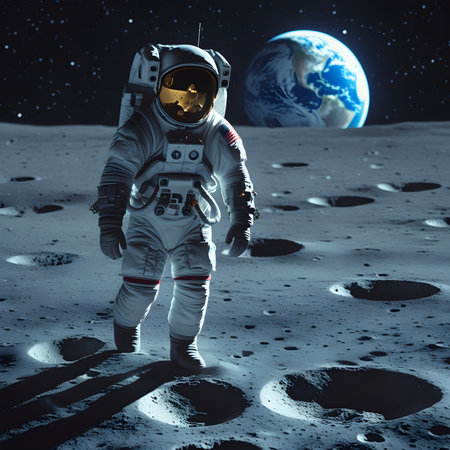 Astronaut in outer space against the background of the planet.の素材