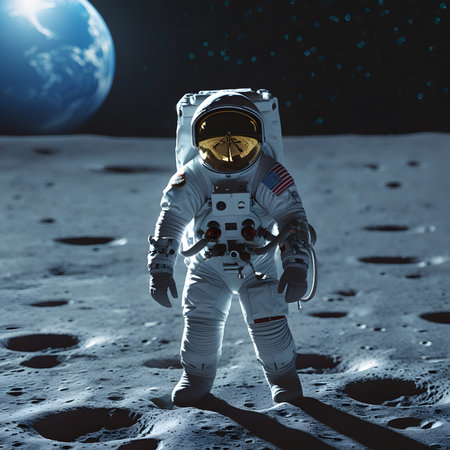 Astronaut in outer space. Science fiction. 3D renderingの素材