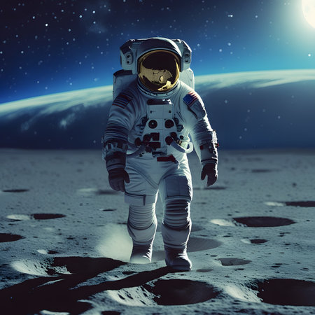 Astronaut in outer space. Science fiction. 3D renderingの素材