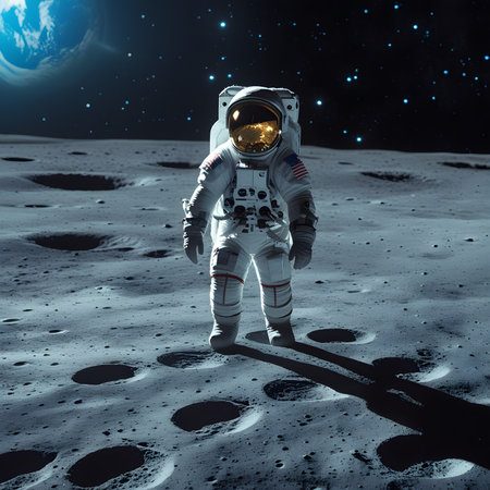 Astronaut in outer space against the background of the planet.の素材