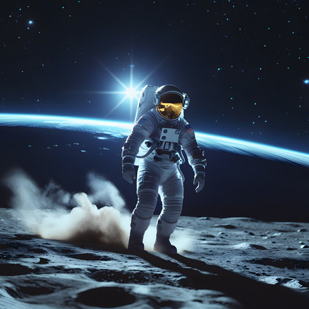 Astronaut in outer space against the background of the planet.の素材