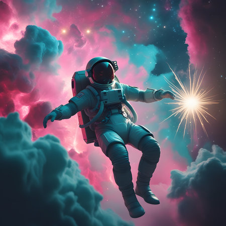 Astronaut in outer space. Elements of this image furnished by NASAの素材