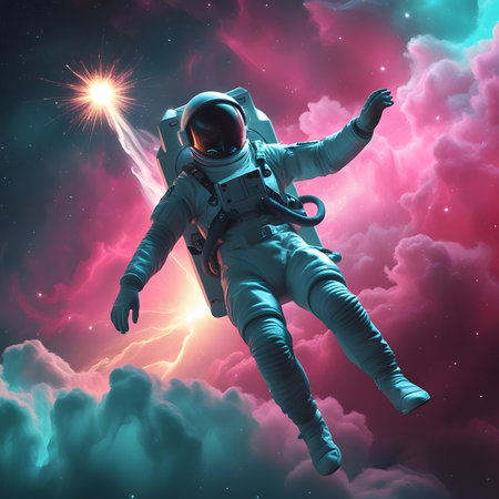 Astronaut in outer space. Elements of this image furnished by NASAの素材