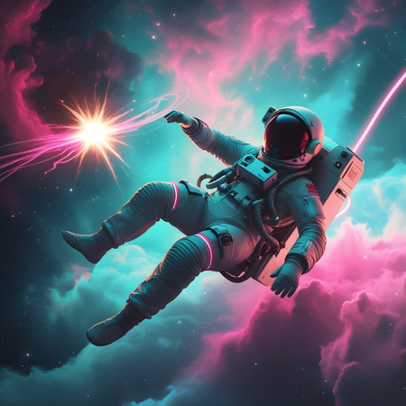 Astronaut in outer space. Elements of this image furnished by NASAの素材