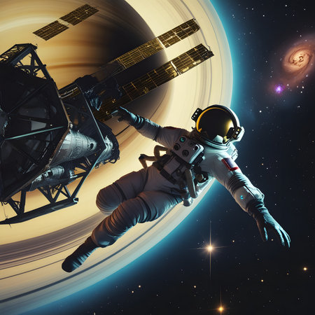 Astronaut in outer space. Elements of this image furnished by NASAの素材