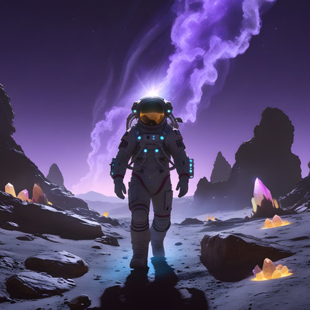 Astronaut in the space. 3D render. Fantasy.の素材