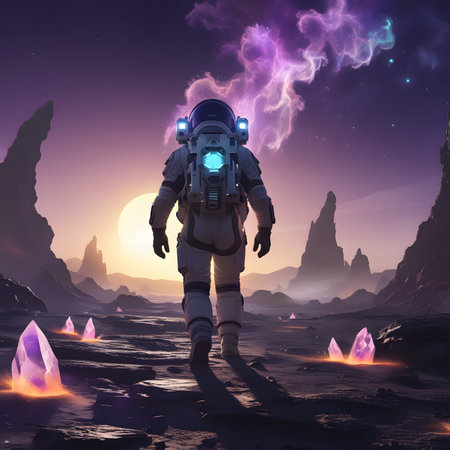 Astronaut in the desert. 3D rendering. Fantasy.の素材