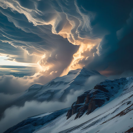 Dramatic sunset over the Mont Blanc massif, Alps, Franceの素材