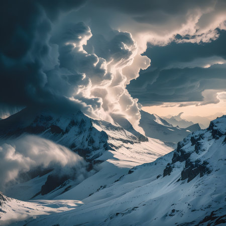 Foggy winter morning in the alpine lake. Switzerland.の素材