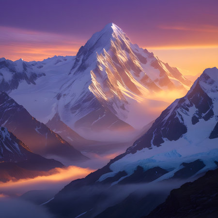 Mountain landscape at sunset. Sunrise in the Himalayas.の素材